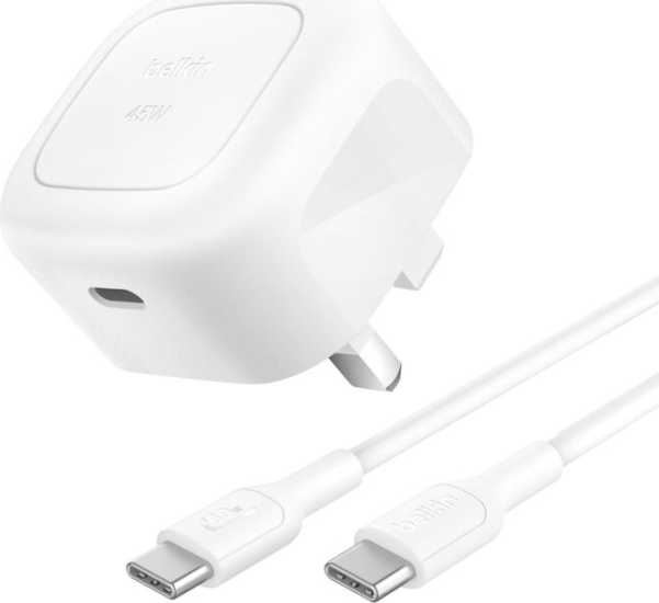 Belkin BOOST Charge USB-C Hálózati gyorstöltő 45W + USB-C kábel - Fehér