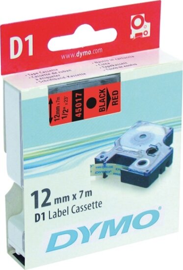 DYMO LM D1 Feliratozógép szalag 12mm fekete betű / piros alap