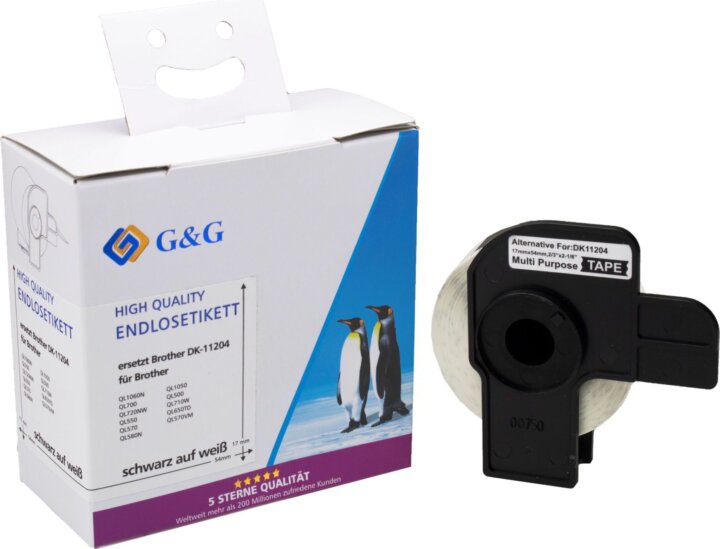 G&G 17 x 54 mm Etikett címke Brother DK-11204 nyomtatókhoz (400 címke/tekercs) G&G 17 x 54 mm Etikett címke Brother DK-11204 nyomtatókhoz (400 címke/tekercs)