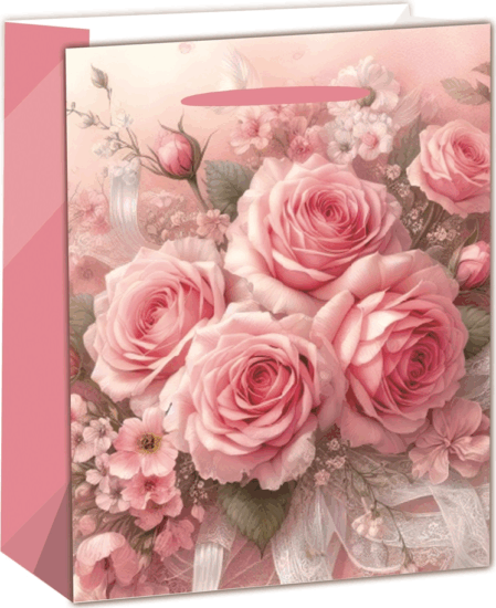 Iris 370504 Rózsacsokor mintás Ajándék papírtasak 31 x 42 cm - Mintás