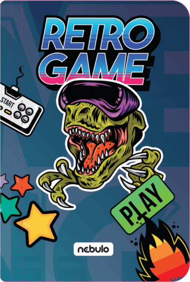 Nebulo Retro Game Dinós A4 Gumismappa - Mintás