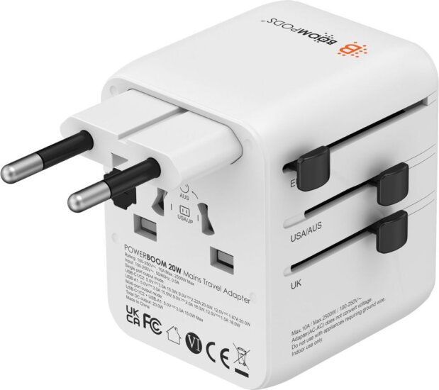 Boompods World Travel Utazó adapter - Fehér