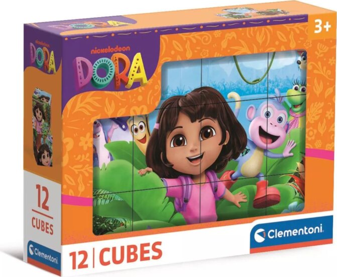 Clementoni Dóra a felfedező 12 darabos Mesekocka kirakós