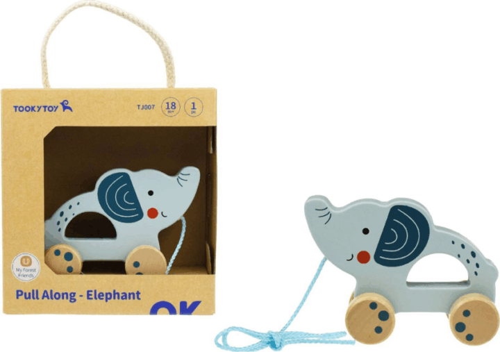 Tooky Toy TJ007A Húzható fa elefánt bébijáték