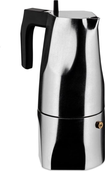 Alessi MT18/6 Ossidiana 6 személyes Kotyogós kávéfőző - Ezüst / Fekete