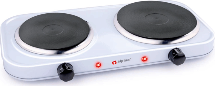 Alpina 26527 Hordozható 2 zónás elektromos főzőlap 2500W - Fehér