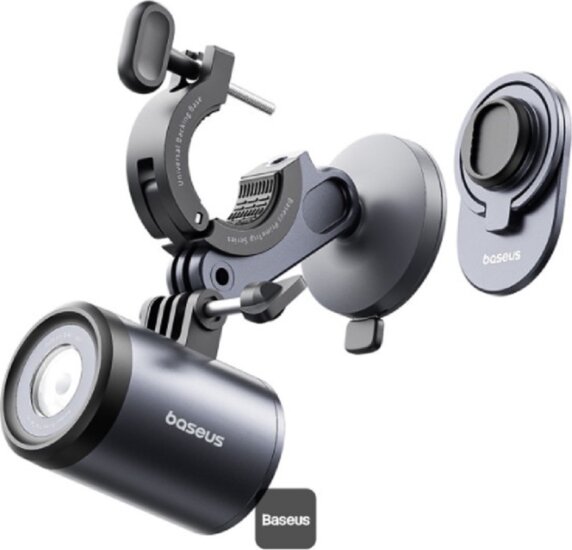 Baseus PrimeTrip 2 az 1-ben mágneses telefon Kerékpár tartó és LED első lámpa - Fekete