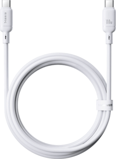 Baseus Silky Series USB Type-C apa - USB Type-C apa Adat és töltő kábel 2m - Fehér