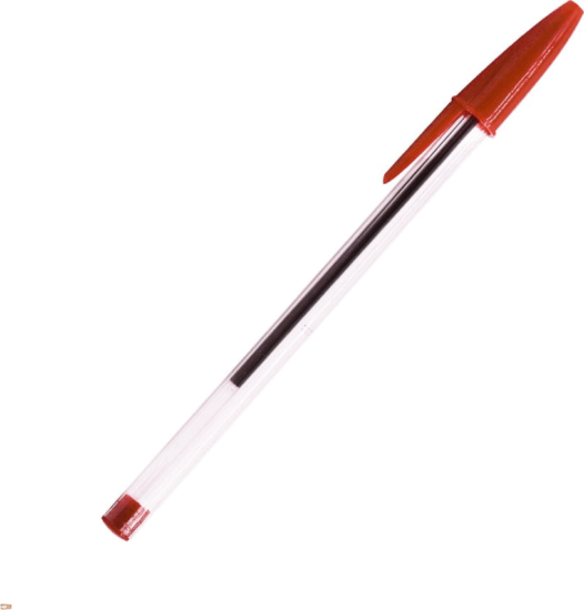 Bluering JJ20103C Eldobható Kupakos Golyóstoll (Piros Tinta) - Piros / Átlátszó