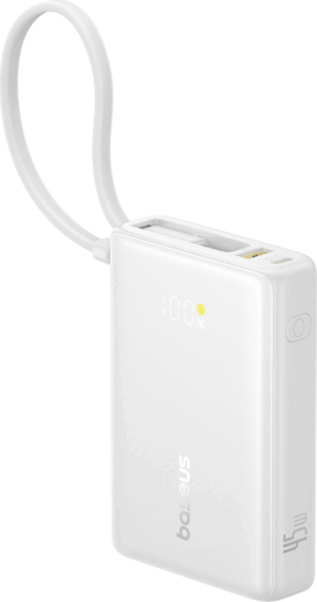 Baseus P10076803213-00 PicoGo Powerbank 10000mAh 45W + USB-C kábel - Fehér
