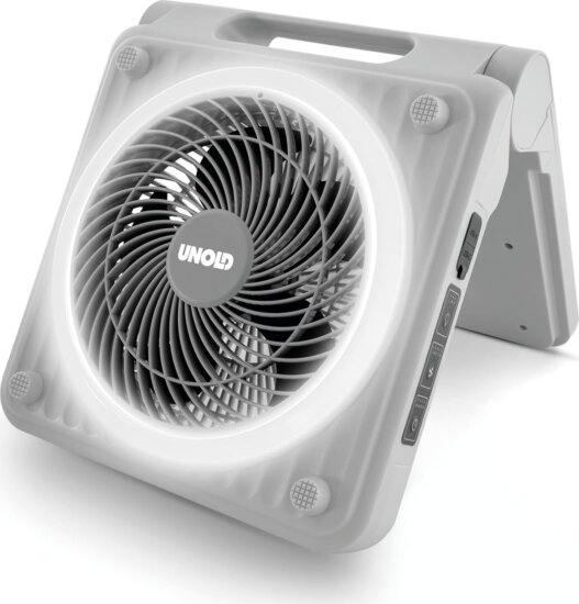 Unold 86517 Vezeték nélküli napelemes Camping ventilátor LED világítással - Szürke