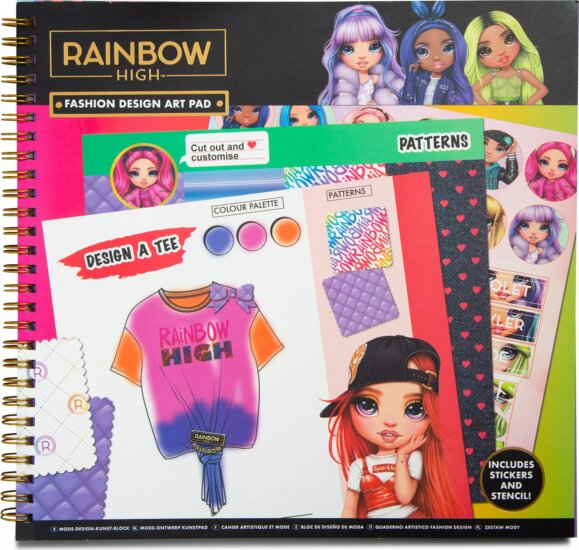 Rainbow High Spirálos divattervező füzet matricákkal és sablonokkal