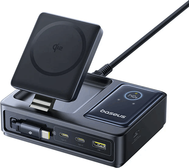 Baseus P10170902123-00 NOMOS Airpods és Telefon Wireless Mágnesesen töltő 140W - Fekete