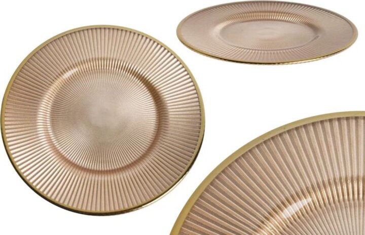 Iris 102031 Üveg Bordázott tányér 21x1,3cm - Arany