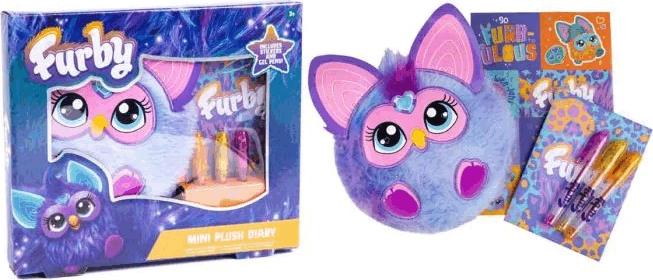 Kreatív Furby mini plüssnapló tollakkal és matricákkal