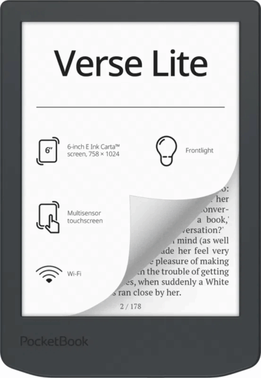 PocketBook Verse Lite 6" 8GB E-Book Olvasó - Midnight Grey