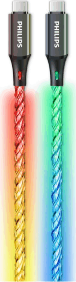 Philips DLC5130C/00 USB-C Világító Party töltőkábel 1m - Fekete
