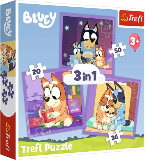 Trefl 34895 - Bluey 3 az 1-ben 20 - 36 - 50 Darabos Puzzle Trefl 34895 - Bluey 3 az 1-ben 20 - 36 - 50 Darabos Puzzle