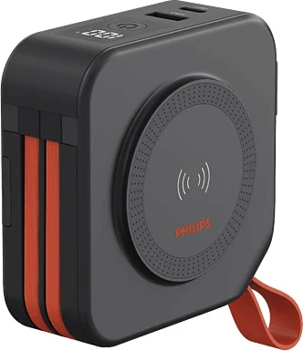 Philips DLP4347CB/00 Powerbank integrált kábellel USB Type-C - Lightning 10000mAh 10W - Fekete