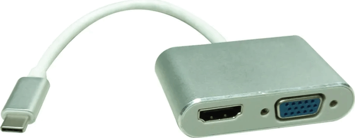 Roline 12.03.3215 USB-C 3.1 apa - HDMI + VGA anya Átalakító Adapter 0.1m - Fehér
