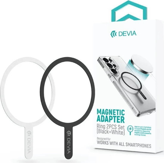 Devia ST124936 MagSafe mágneses autós tartóhoz fém ellenlapka (2db / csomag) - Fekete/Fehér