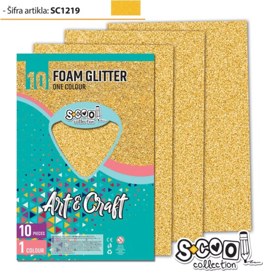 Art & Craft A4 Glitteres dekorgumi - Arany (10db/csomag)