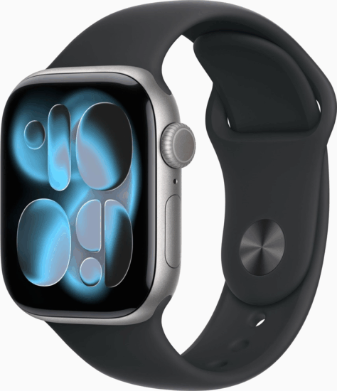 Apple Watch S11 GPS 42mm Okosóra S/M Fekete sportszíjjal - Szürke