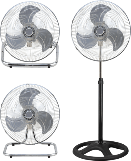 TOO FANS-45-400-B-3IN1 TYPHOON Multifunkciós ventilátor 3 talppal Ø 45cm - Fekete / Ezüst