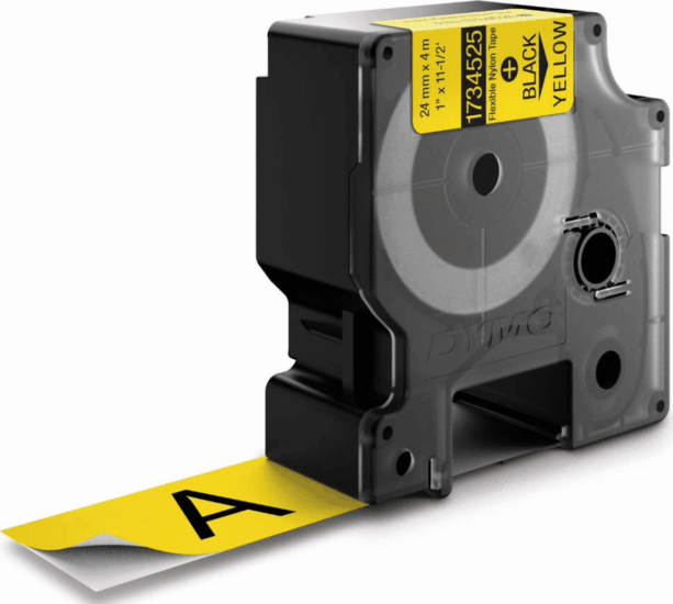 Dymo 1734525 Rhino 24mm / 4m Feliratozókép szalag - Sárga alapon fekete
