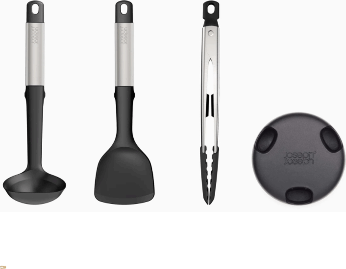 Joseph Joseph 10569 Rozsdamentes acél tálaló eszköz készlet 3 darabos álvánnyal - Fekete / Inox