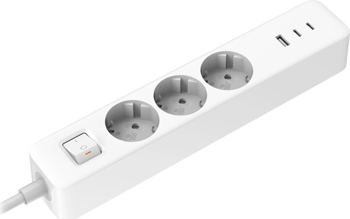 Xiaomi 20W Power Strip 2C1A EU Kapcsolós Hálózati elosztó 3 aljzatos 1,4m - Fehér