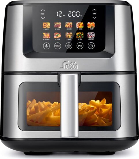 Solis Air Fry & Dry XL Typ 8200 Forrólevegős sütő / Szárító 7,5 L 1870 Watt - Ezüst / Fekete