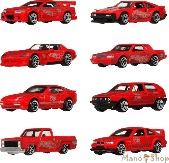 Mattel Hot Wheels 8 darabos Mattel 80. évfordulós kisautó szett - Piros