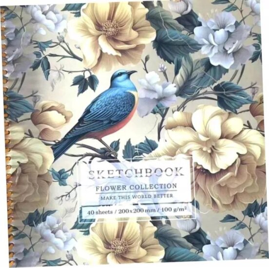 Fresh 40 Lapos 20 x 20 cm Vázlatfüzet - Sárga Virágos