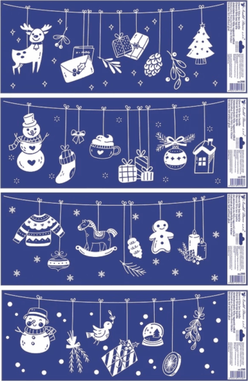 Andel Csillogó díszek karácsonyi ablakmatrica 60 x 23 cm - Többféle