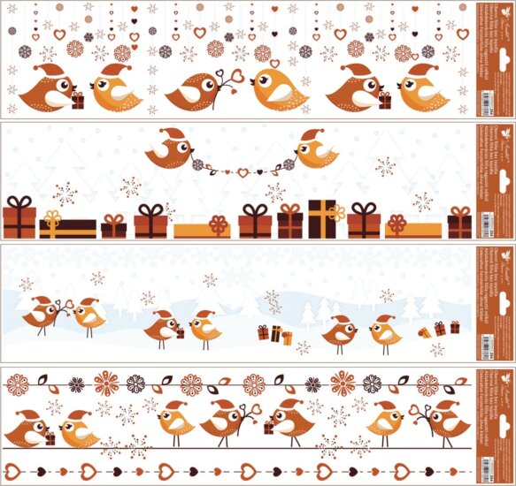 Andel Karácsonyi madárkák ablakmatrica 64 x 15 cm - Többféle