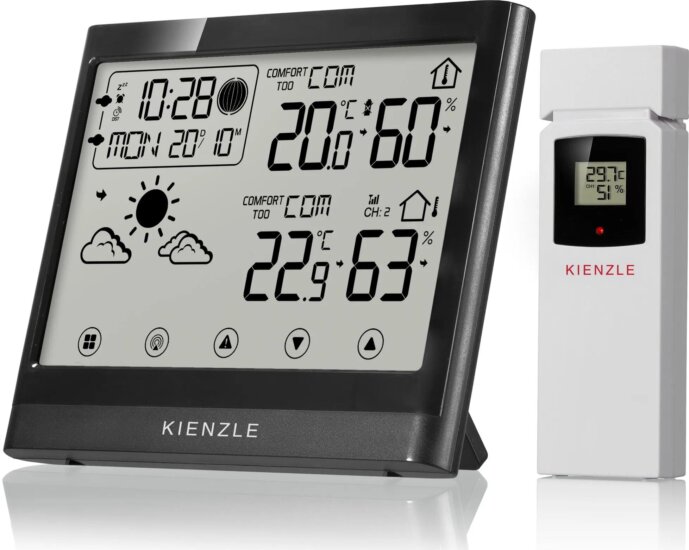 Kienzle TempTrend NEO Érintőkijelzős Meteorológiai Állomás Külső Szenzorral - Fekete
