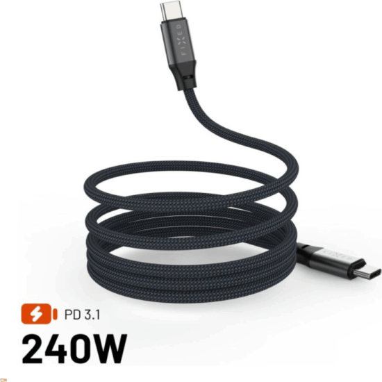 Fixed FIXDBM-CC2-GR USB-C apa - USB-C apa 2.0 Adat és töltő kábel 2m - Szürke