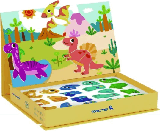 Tooky Toy Mágneses puzzle dobozban gyerek kirakós játék - dinoszauruszok