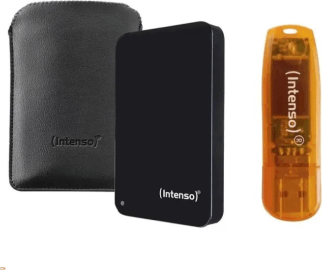 Intenso 1TB USB 3.2 Külső HDD + 64GB USB Pendrive - Fekete/ Sárga