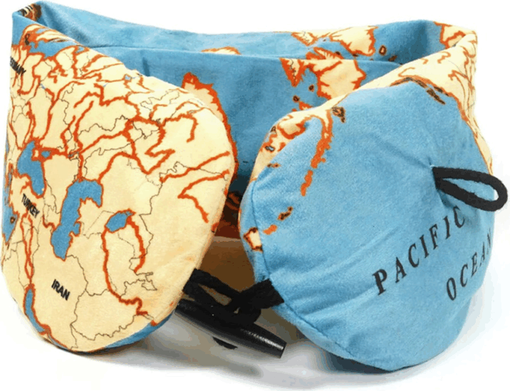 Kikkerland TT54 Világjáró Felfújható utazó nyakpárna - Kék/Mintás Kikkerland TT54 Világjáró Felfújható utazó nyakpárna - Kék/Mintás