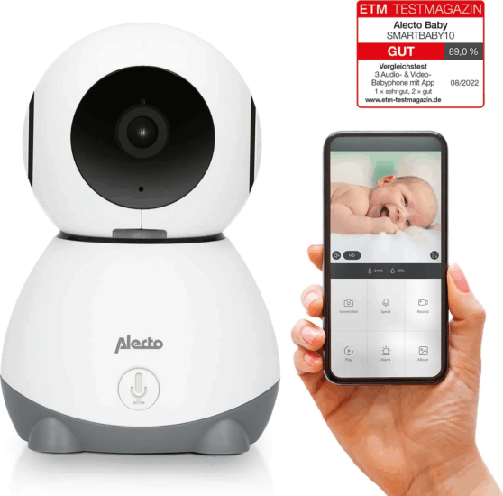 Alecto SMARTBABY10 Smart Wireless Digitális Babamonitor Bébiőr - Fehér / Szürke