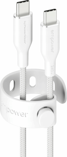 PanzerGlass 240W empower USB-C apa - USB-c apa Adat és töltő kábel 2m - Fehér