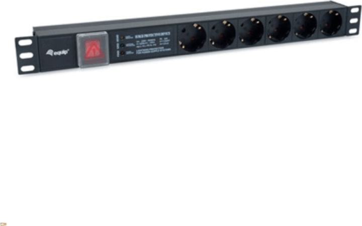 Equip 240V Túlfeszültség védő elosztó 6 aljzatos 8m - Fekete Equip 240V Túlfeszültség védő elosztó 6 aljzatos 8m - Fekete