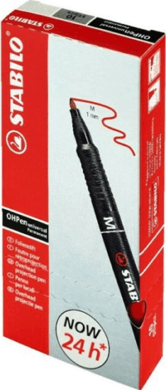 Stabilo OHPen 843"M" Alkoholos Filctoll 1mm - Piros (10 db / csomag)
