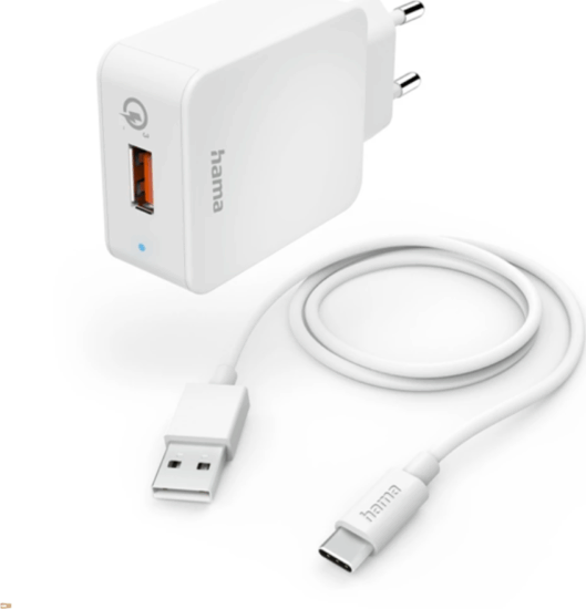 Hama USB-A Hálóztai Töltő Adapter 19,5W USB-C kábellel - Fehér Hama USB-A Hálóztai Töltő Adapter 19,5W USB-C kábellel - Fehér