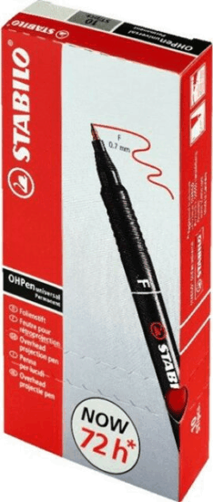 Stabilo OHPen 842"F" Alkoholos Filctoll 0.7mm - Piros (10 db / csomag)