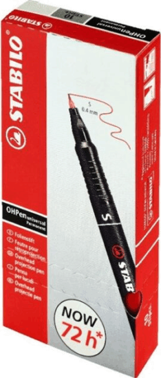 Stabilo OHPen 841"S" Alkoholos Filctoll 0.4mm - Piros (10 db / csomag)