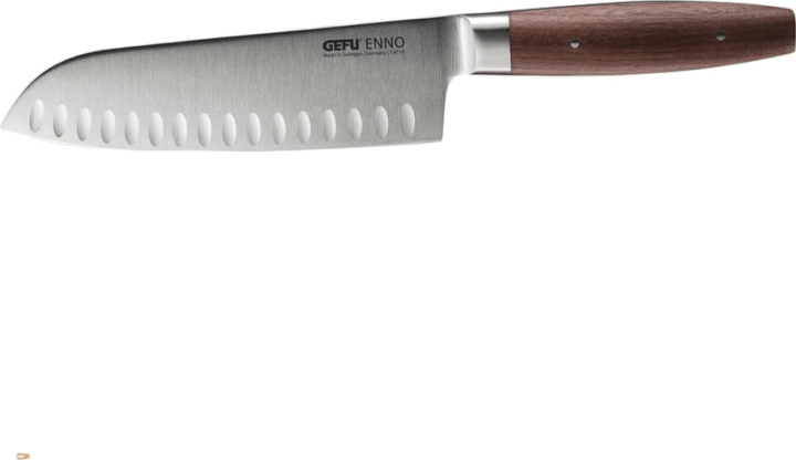 Gefu ENNO Bordázott Acél Santoku kés diófa markolattal 18cm - Barna