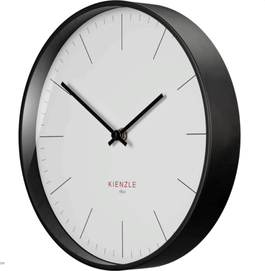 Kienzle 14979 Modern Acél keretes Falióra Ø 25cm - Fehér/Fekete